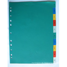 10 Seiten farbige PP Index Teiler mit Anzahl gedruckte (BJ-9021)